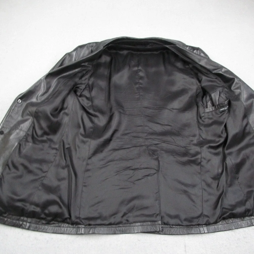 Daniele Alessandrini Italia Men Black Genuine Leather Blazer Jacket Size 46 IT